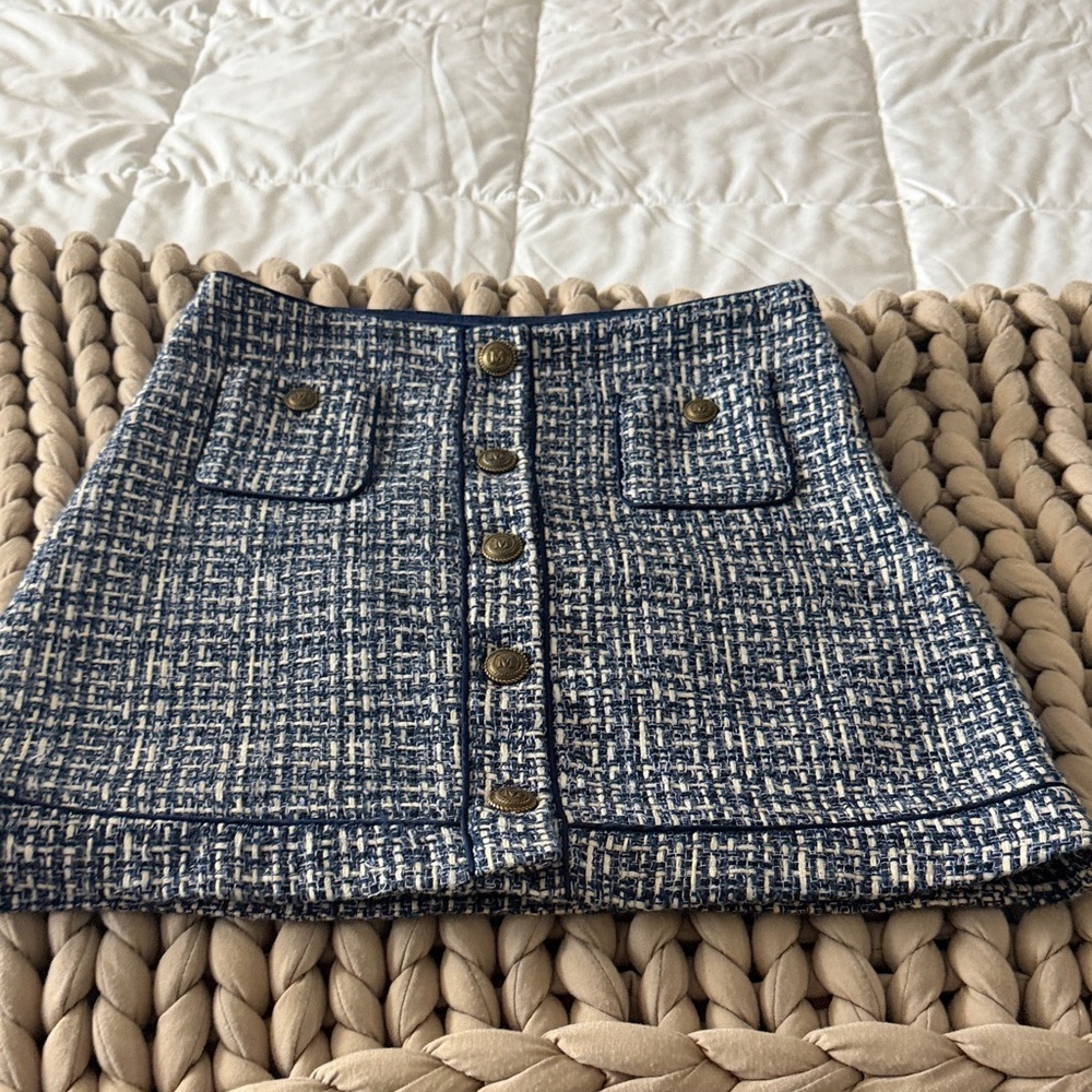 Marciano Navy Tweed Mini Skirt